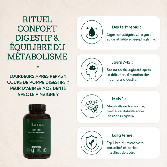 Gélules Vinaigre de Cidre, cure digestion naturelle - formule sans excipient - MoonRose