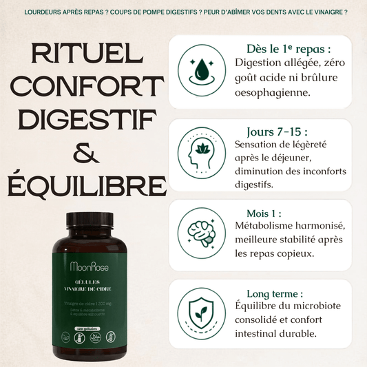 Gélules Vinaigre de Cidre, cure digestion naturelle - formule sans excipient - MoonRose