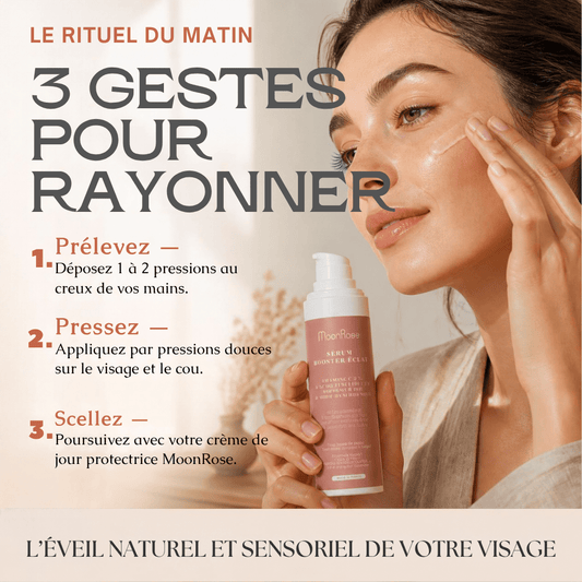 Sérum Booster Éclat MoonRose (30 ml) — Vitamine C 2 %, Acide Férulique 1 %, Argousier Bio & Acide Hyaluronique | Teint Lumineux & Unifié | Cosmos Natural - MoonRose