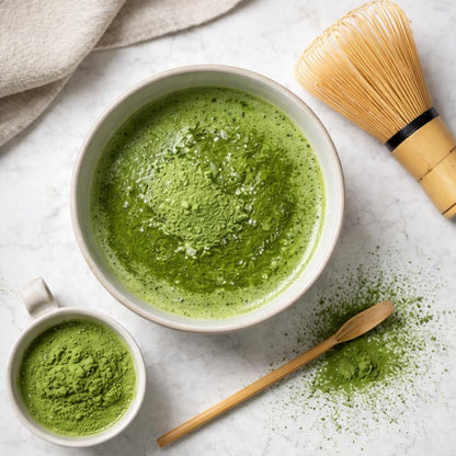 Kit Rituel Énergie Douce — Bouteille Infuseur en Verre + Poudre de Matcha Cérémonie · EBook offert
