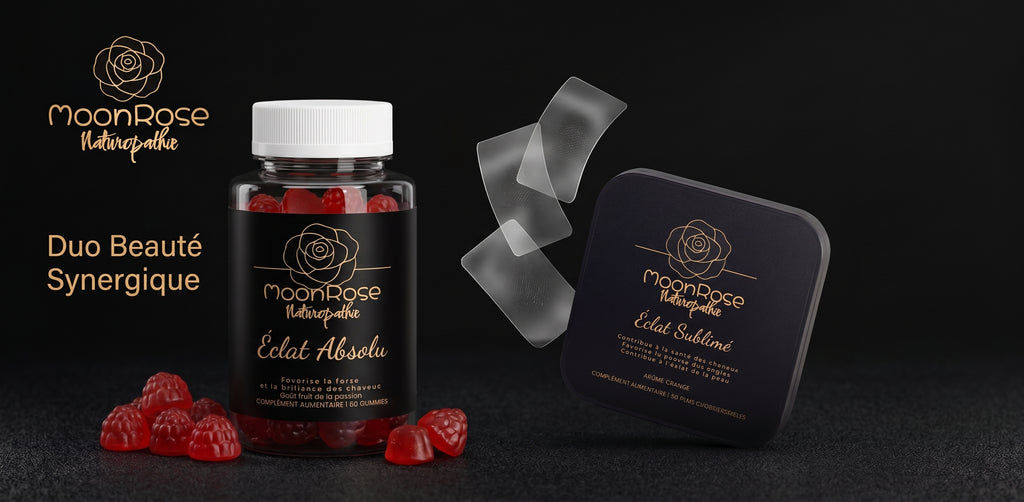 Duo Beauté Ultime Cheveux, Peau & Ongles — Gummies Éclat Absolu + Films Éclat Sublimé