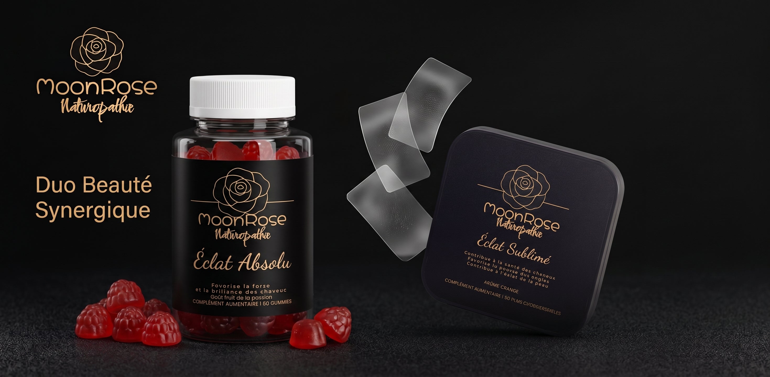 Duo Beauté Ultime Cheveux, Peau & Ongles — Gummies Éclat Absolu + Films Éclat Sublimé