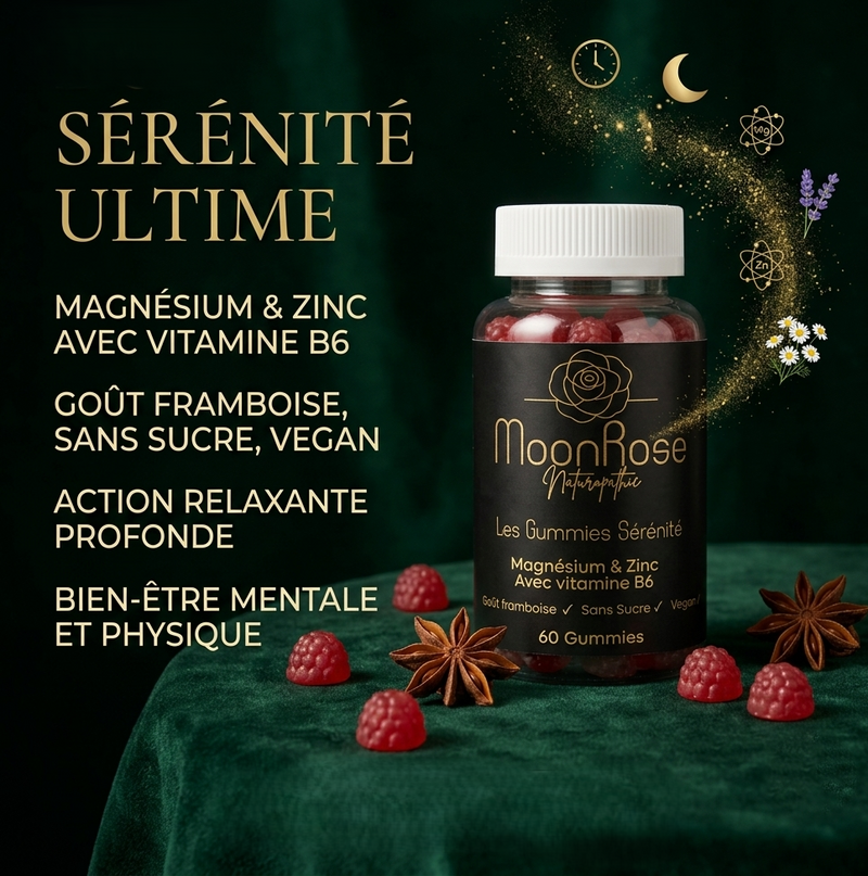 Gummies Magnésium, Zinc & Vitamine B6 — Sérénité & Équilibre | 60 Gummies Goût Framboise