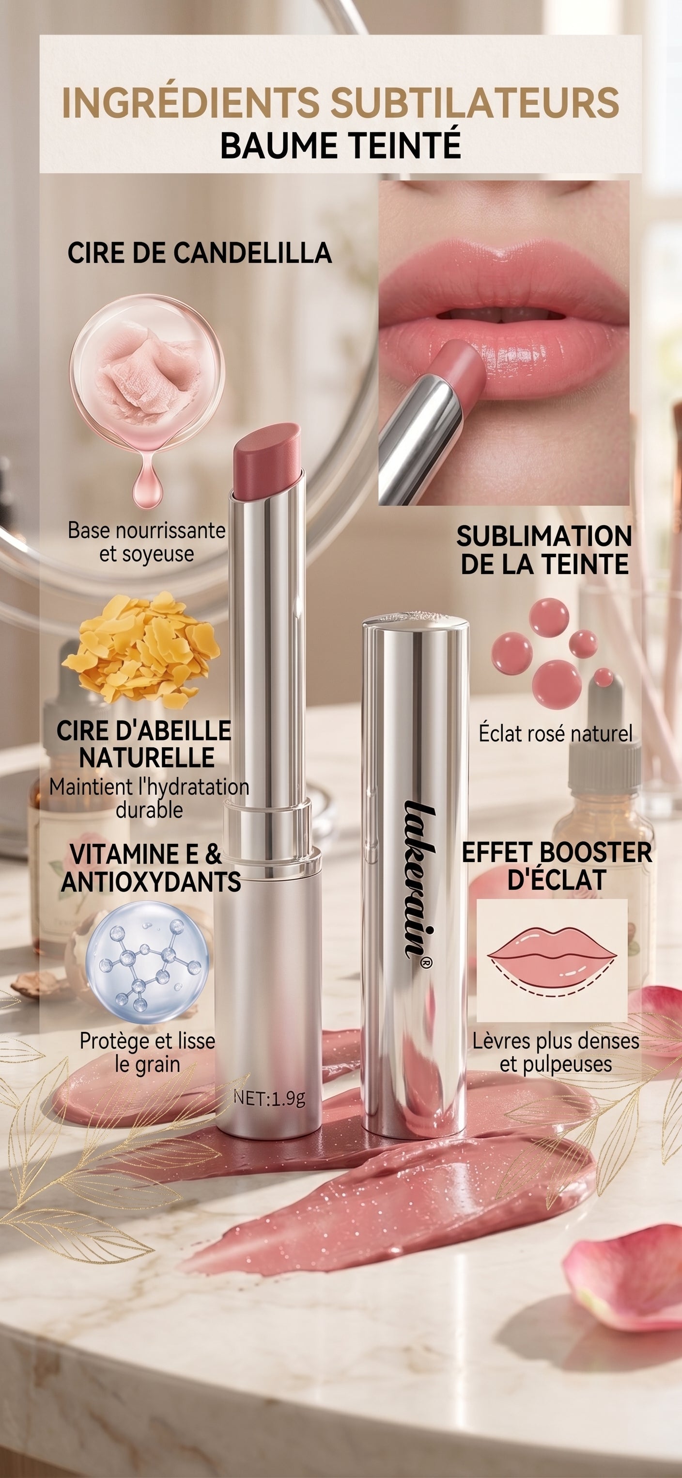 Repairing honey lip balm for chapped lips