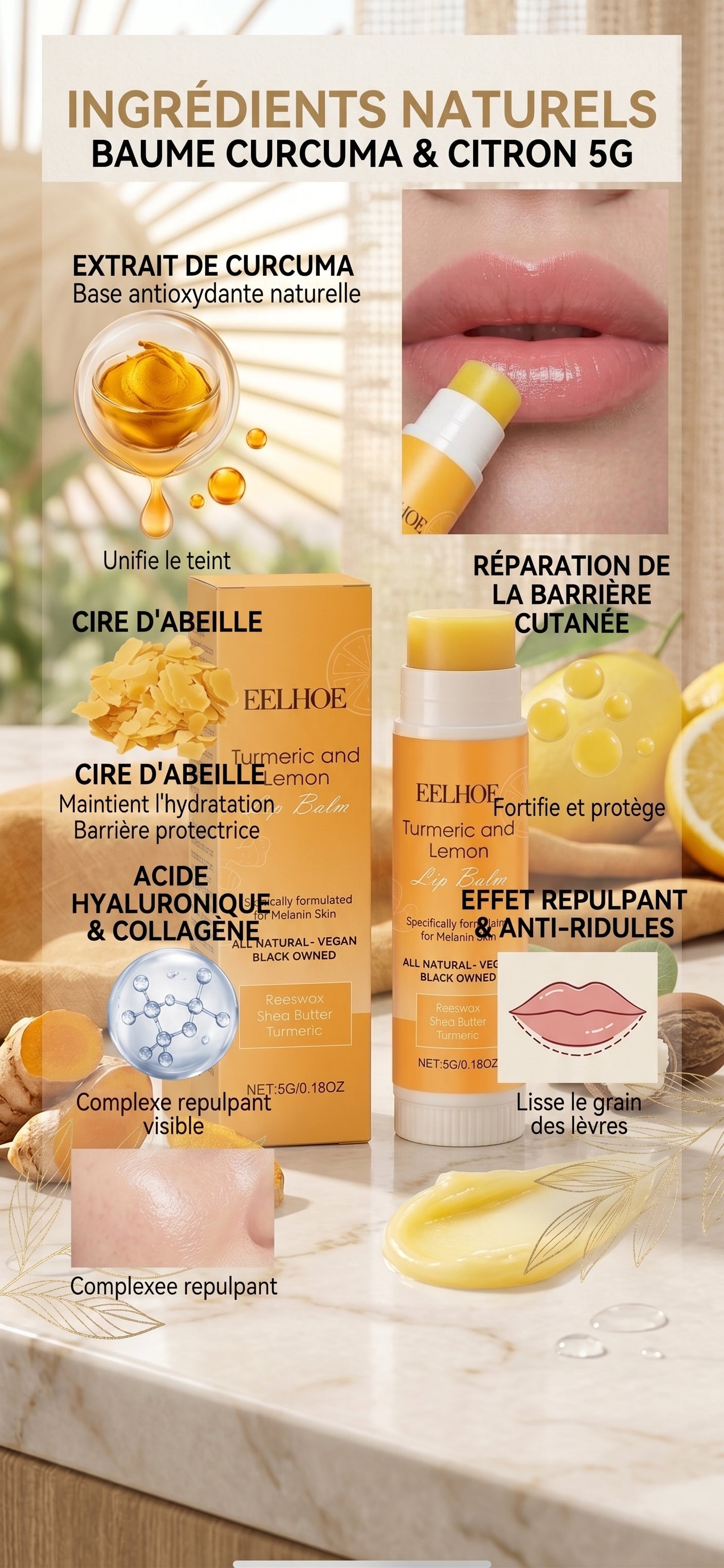 Repairing honey lip balm for chapped lips