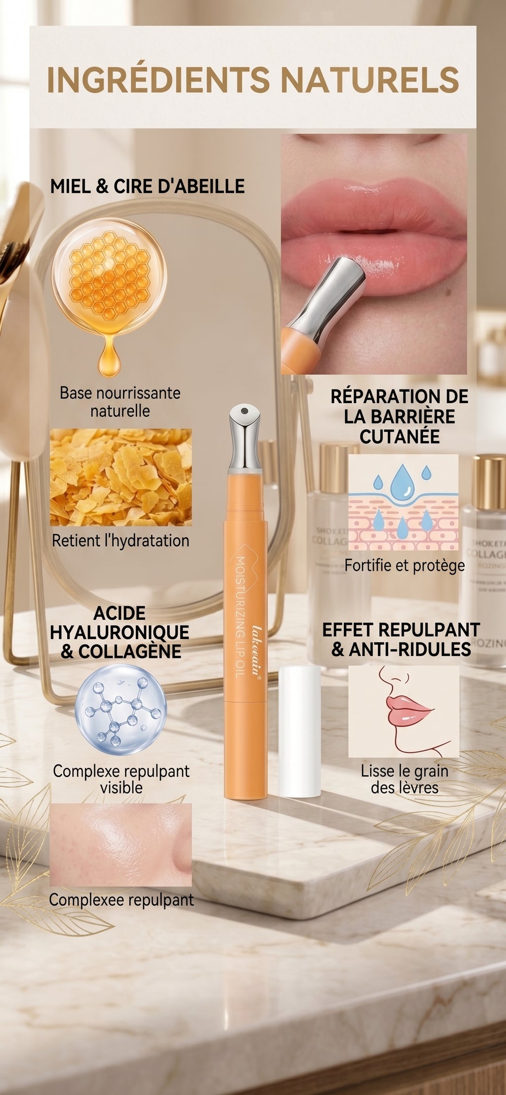 Repairing honey lip balm for chapped lips