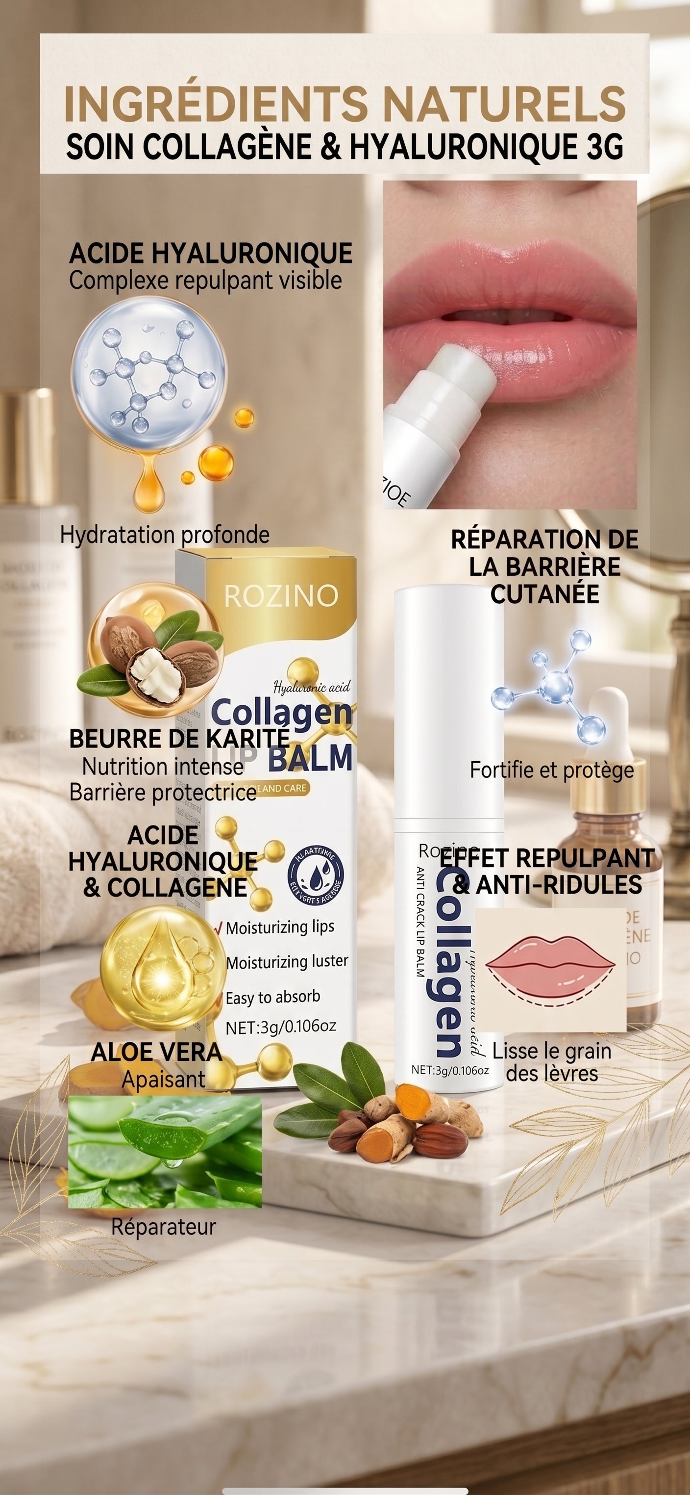Repairing honey lip balm for chapped lips