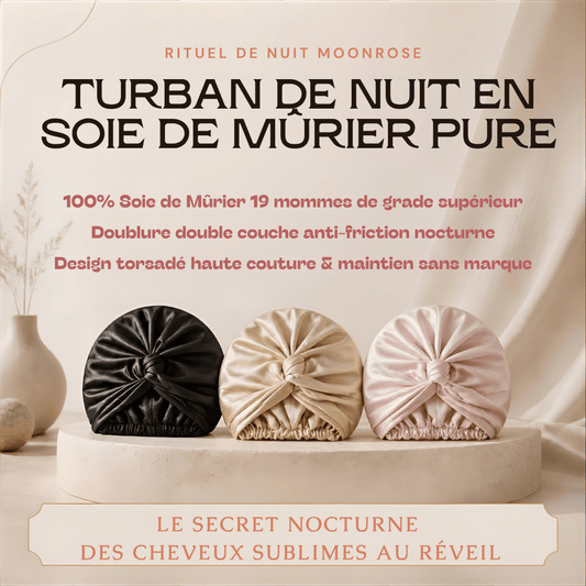Bonnet en Soie de Mûrier Pure 19 Mommes — Turban de Nuit Double Couche Anti-Frisottis & Protection Capillaire Luxe - MoonRose