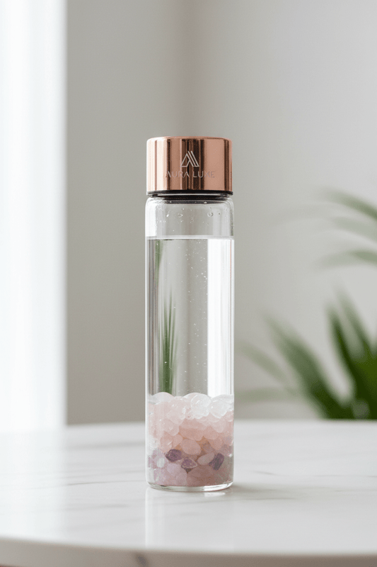 Bouteille Cristal Harmonie — Éclats de Quartz & Améthyste | Rituel Bien-être - MoonRose