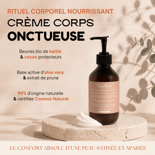 Crème Corps Onctueuse MoonRose (200 ml) — Soin Nourrissant & Apaisant Bio | Karité, Cacao, Aloe Vera & Extrait de Prune | Cosmos Natural - MoonRose