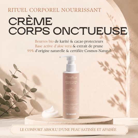 Crème Corps Onctueuse MoonRose (200 ml) — Soin Nourrissant & Apaisant Bio | Karité, Cacao, Aloe Vera & Extrait de Prune | Cosmos Natural - MoonRose