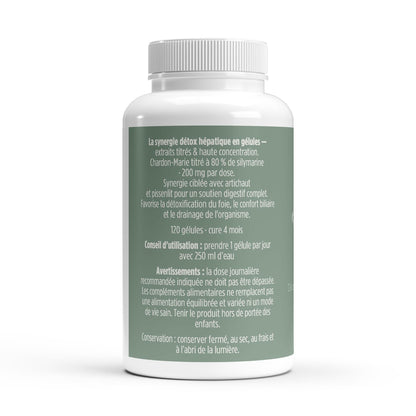 Gélules Chardon-Marie Complexe Artichaut & Pissenlit MoonRose (120 gélules) — Détox Hépatique, Soutien Foie & Confort Digestif | Titré à 80 % de Silymarine | Cure 4 Mois - MoonRose