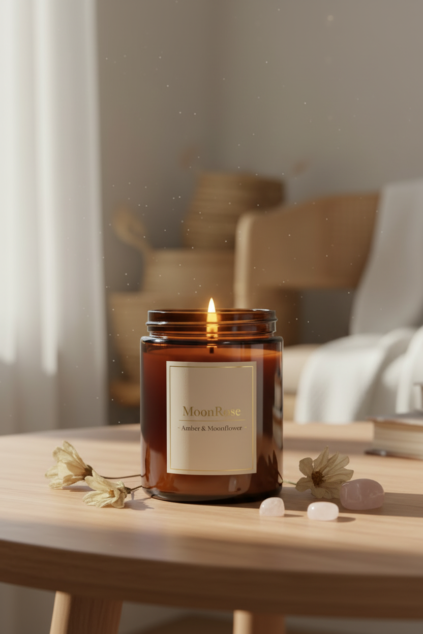 Bougie bien-être MoonRose – ambiance cocooning lumière douce