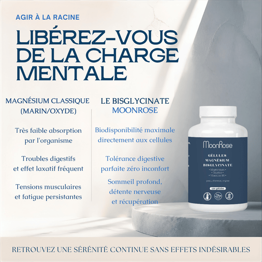 Magnesium Bisglycinate - 120 Capsules - cure de 2 mois - MoonRose