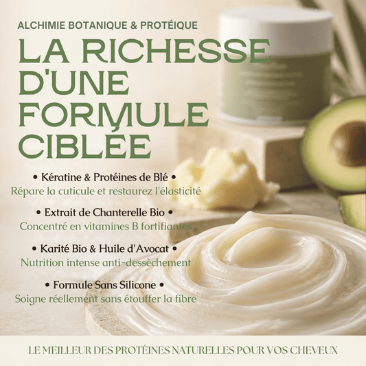 Masque Réparateur Intensif à la Kératine MoonRose (200 ml) — Soin Démêlant &amp; Fortifiant Fibre | Protéines de Blé, Karité Bio, Huile d'Avocat &amp; Extrait de Chanterelle | Cosmos Natural - MoonRose