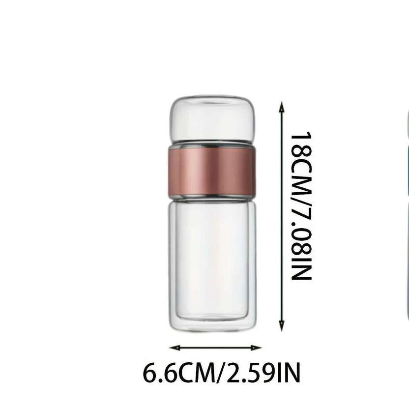 Bouteille infuseur à thé MoonRose en verre à double paroi avec infuseur intégré pour thés et tisanes.