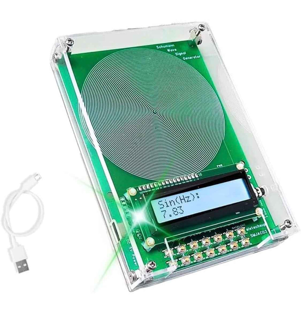 Générateur de fréquences Schuman MoonRose affichant la fréquence de 7,83 Hz avec guide des fréquences inclus.