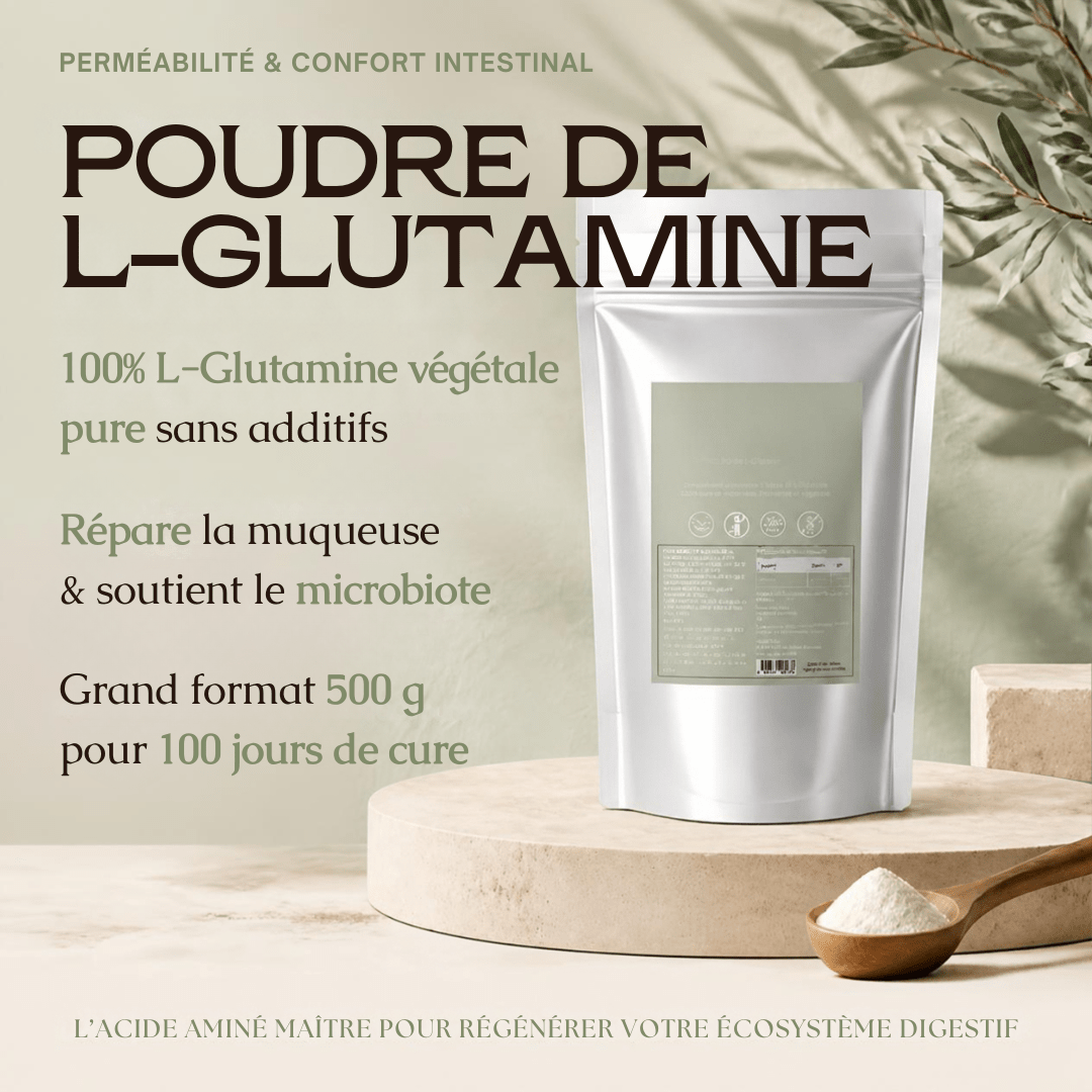 Poudre de L-Glutamine Pure MoonRose (500 g) — Confort Intestinal, Perméabilité Digestive & Récupération Musculaire | 100 % Végétale Sans Additifs | Cure 100 Jours | Certifié Halal - MoonRose