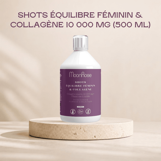 SHOTS ÉQUILIBRE FÉMININ & COLLAGÈNE 10 000 MG — Cure Anti-Âge Liquide| 500ml - MoonRose