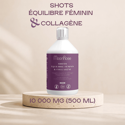 SHOTS ÉQUILIBRE FÉMININ & COLLAGÈNE 10 000 MG — Cure Anti-Âge Liquide| 500ml - MoonRose