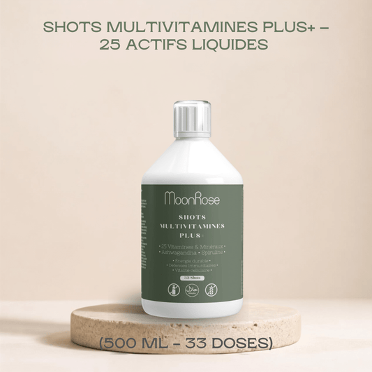 SHOTS MULTIVITAMINES PLUS+ — LIQUIDE HAUTE ABSORPTION (500 ML - 33 DOSES) - MoonRose