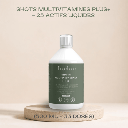 SHOTS MULTIVITAMINES PLUS+ — LIQUIDE HAUTE ABSORPTION (500 ML - 33 DOSES) - MoonRose