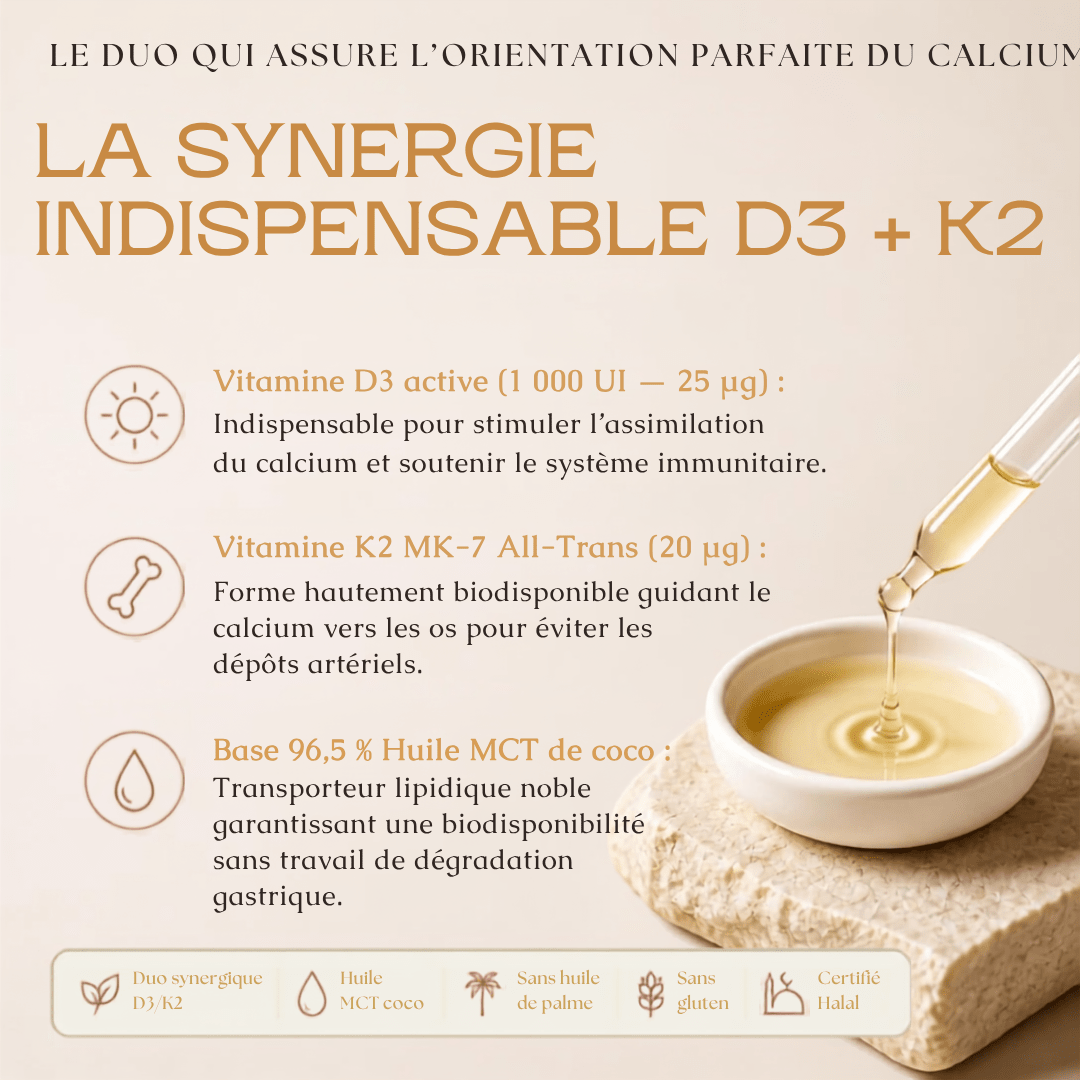 Vitamines D3 + K2 Vitalité - 1,700 Drops (1,000 I.U.) - 50ml - Format familial longue durée - MoonRose